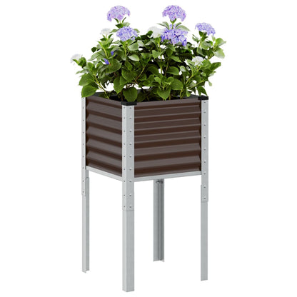 Fioriera da giardino marrone 45x45x88 cm in acciaio