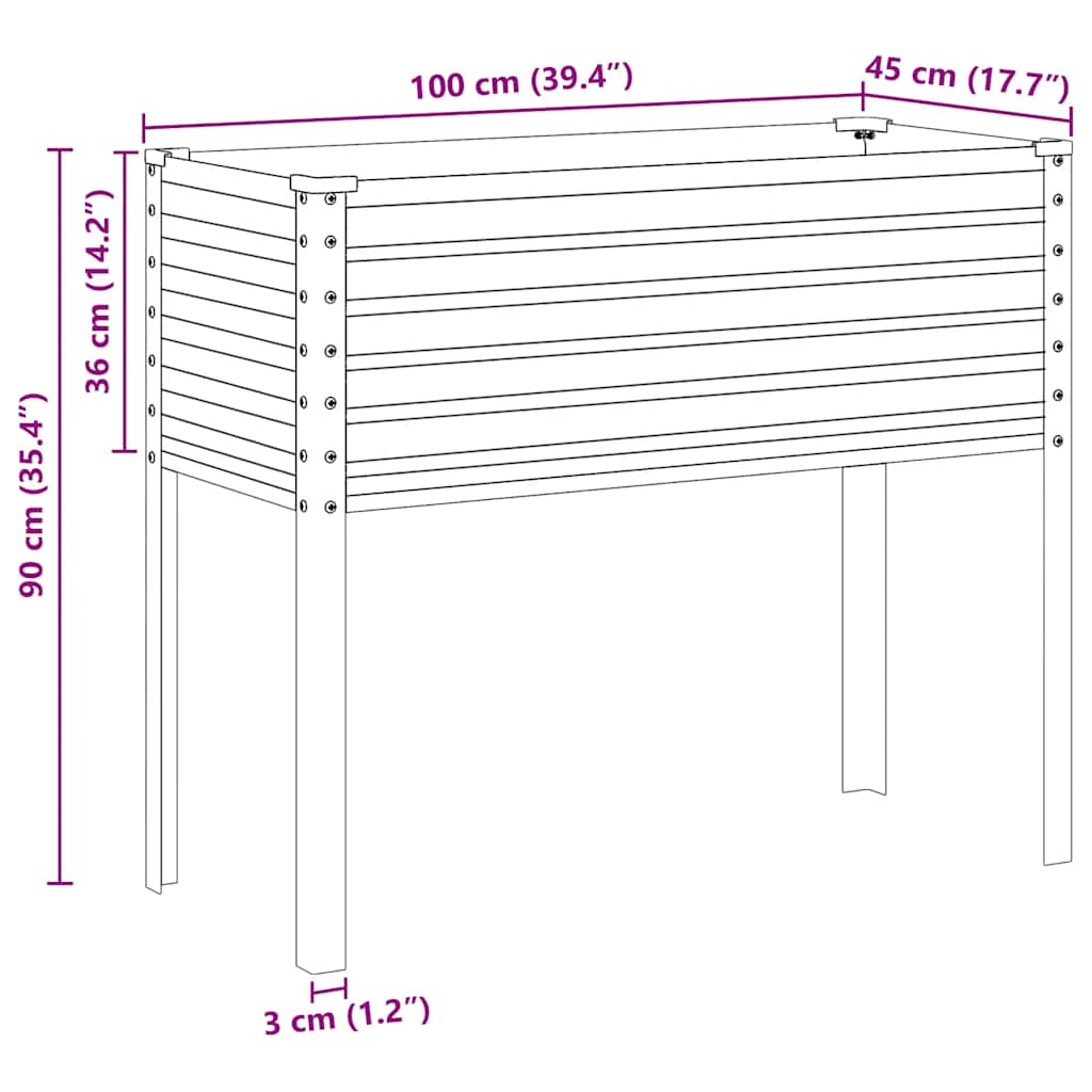 Fioriera da Giardino Grigia 100x45x90 cm in Acciaio | homemem39