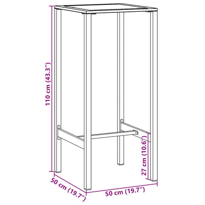 Tavolo da Bar Nero 50x50x110 cm in Acciaio Verniciato a Polvere | homemem39
