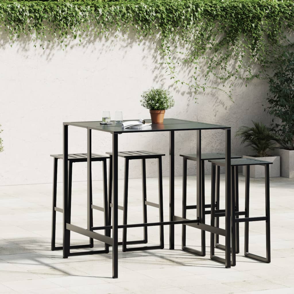 Tavolo da Bar Nero 100x100x110 cm Acciaio Verniciato a Polvere | homemem39