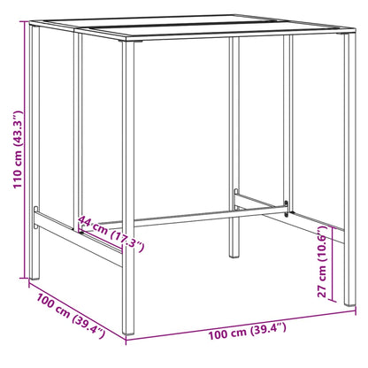 Tavolo da Bar Nero 100x100x110 cm Acciaio Verniciato a Polvere | homemem39
