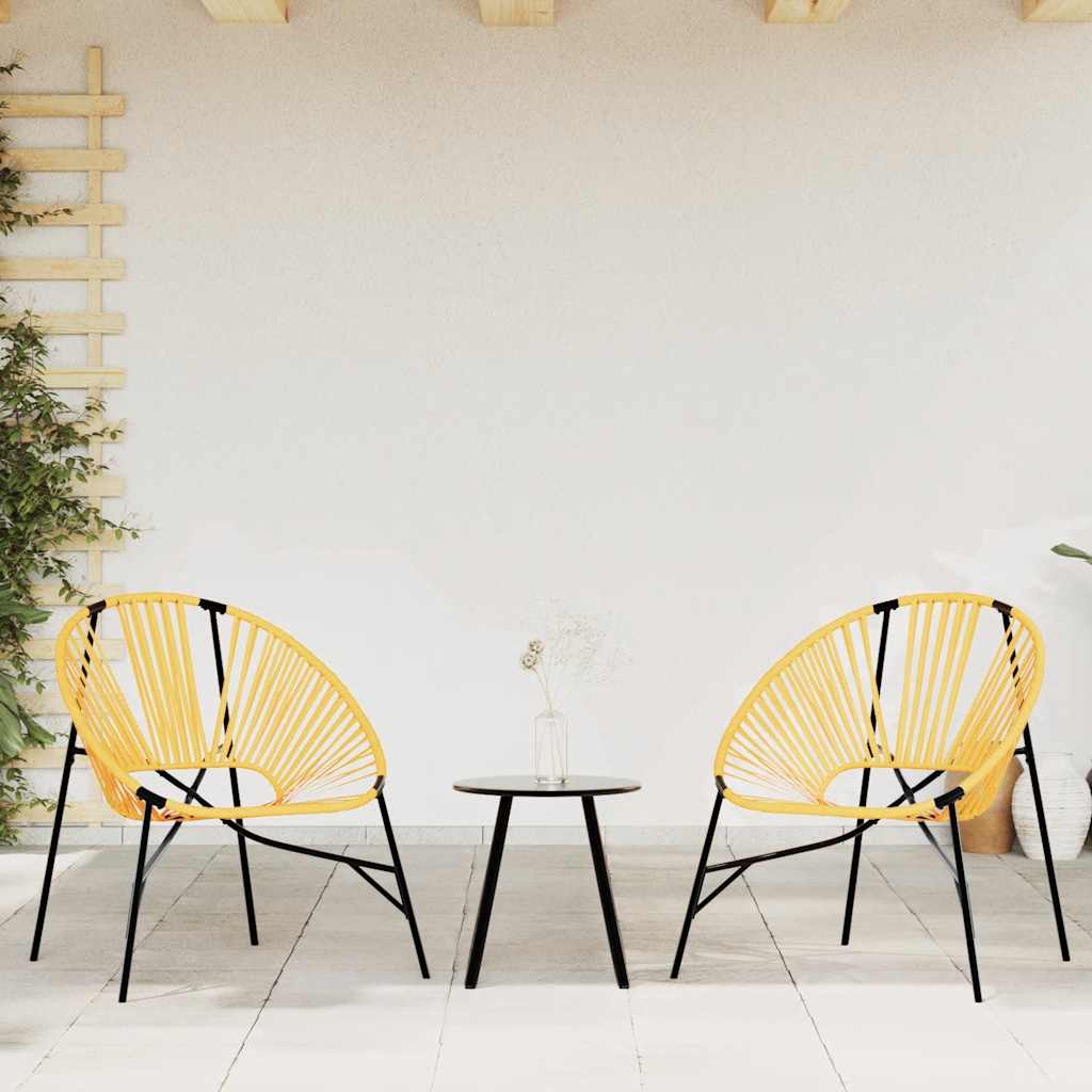 Sedia da Uovo da Giardino in Polyrattan Nero e Giallo | homemem39