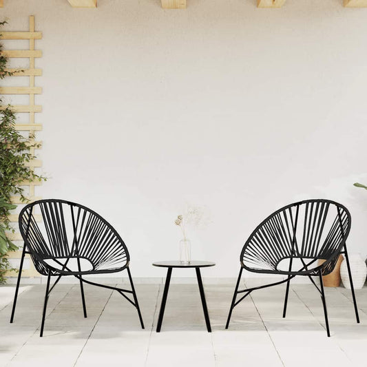 Set di Sedie da Giardino 3 pz in Polyrattan Nero | homemem39