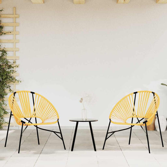 Set di Sedie da Giardino 3 pz in Polyrattan Nero e Giallo | homemem39
