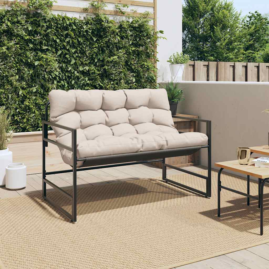 Panchina da Giardino con Cuscino Tortora 113 cm in Acciaio