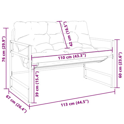 Panchina da Giardino con Cuscino Tortora 113 cm in Acciaio | homemem39
