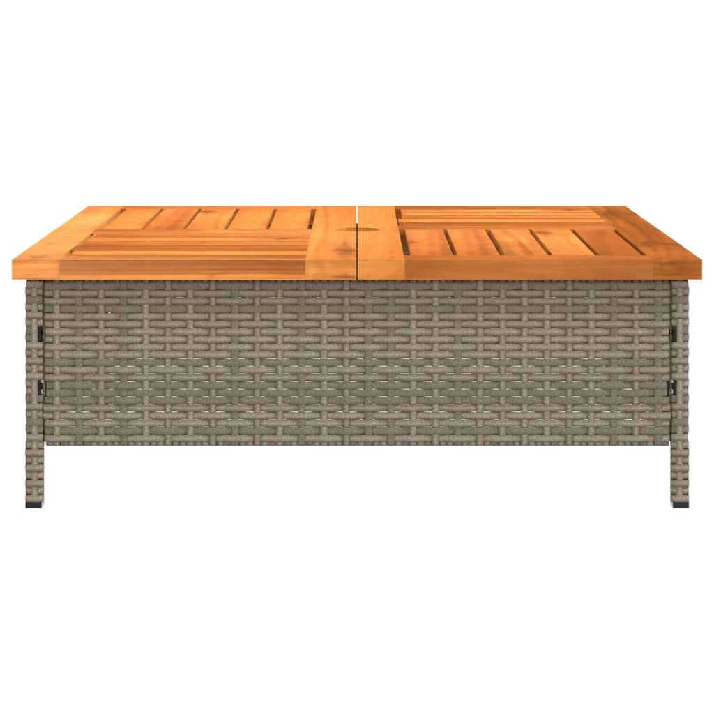 Gray Garden Table 70x70x25cm Rattan and Acacia Wood