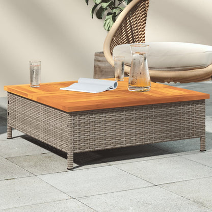 Gray Garden Table 70x70x25cm Rattan and Acacia Wood