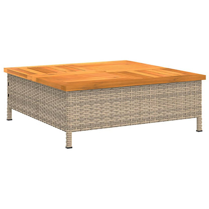 Tavolo da Giardino Beige 70x70x25cm in Rattan e Legno di Acacia