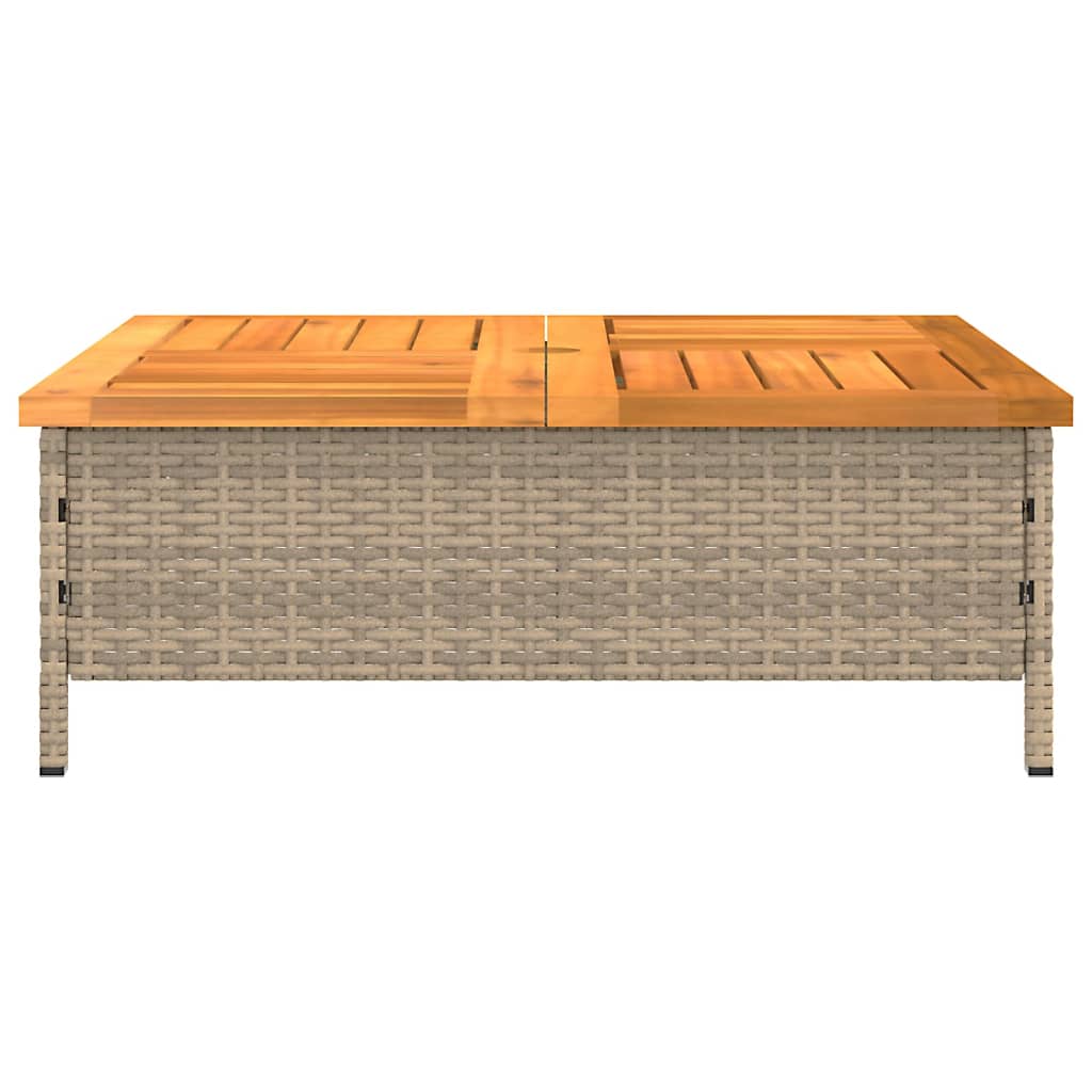 Tavolo da Giardino Beige 70x70x25cm in Rattan e Legno di Acacia