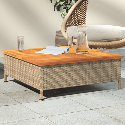 Tavolo da Giardino Beige 70x70x25cm in Rattan e Legno di Acacia