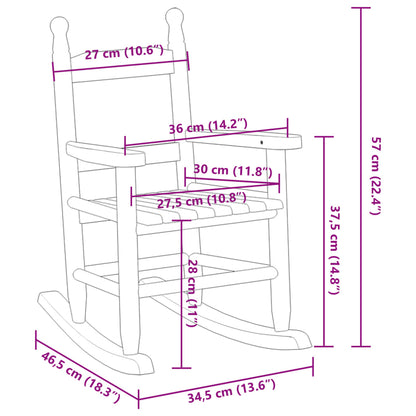 Sedie a Dondolo per Bambini 2 pz Nere Legno Massello di Pioppo