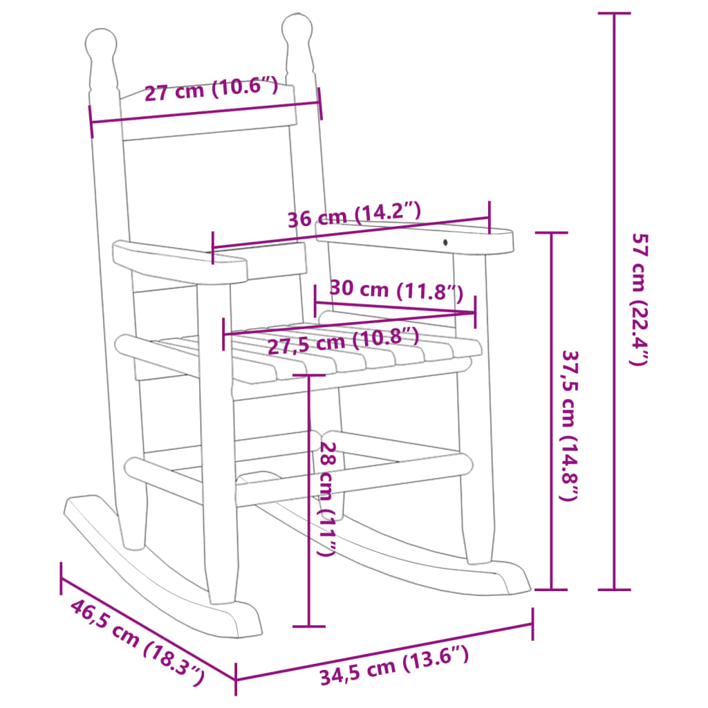 Sedie a Dondolo per Bambini 2 pz Marrone Legno Massello Pioppo