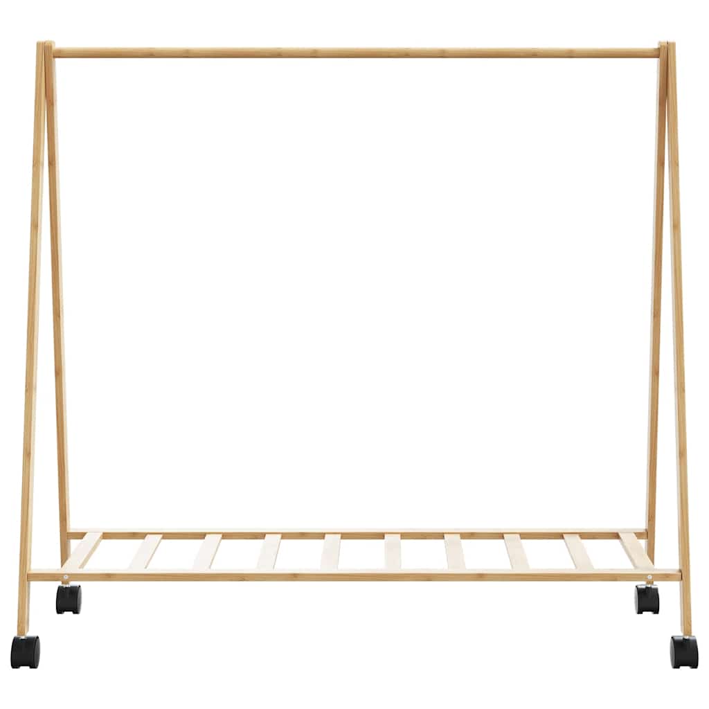 Appendiabiti con Ripiani e Ruote 106x34x106,5 cm in Bambù