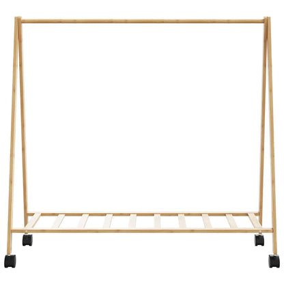 Appendiabiti con Ripiani e Ruote 106x34x106,5 cm in Bambù