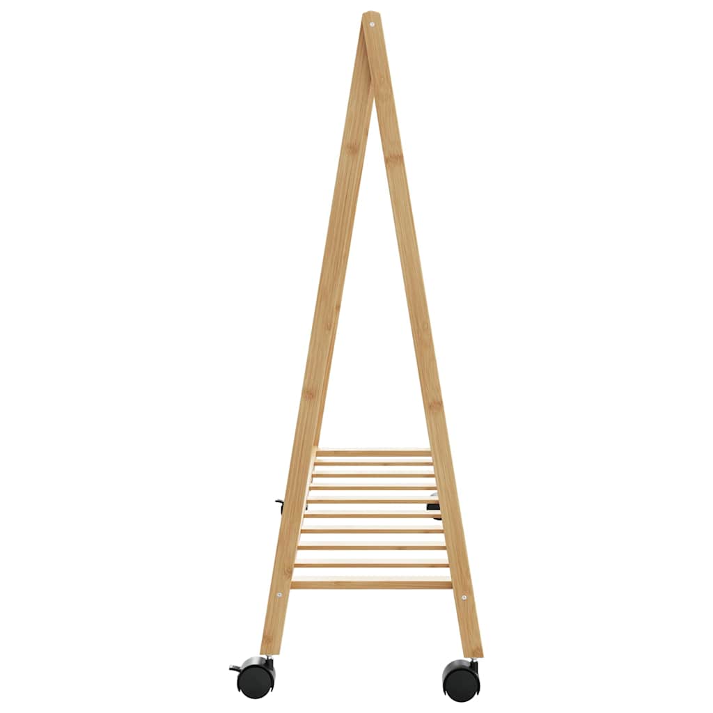 Appendiabiti con Ripiani e Ruote 106x34x106,5 cm in Bambù | homemem39