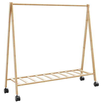 Appendiabiti con Ripiani e Ruote 106x34x106,5 cm in Bambù | homemem39