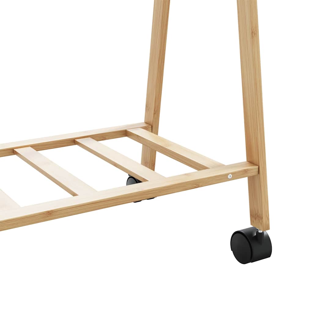 Appendiabiti con Ripiani e Ruote 106x34x106,5 cm in Bambù | homemem39