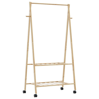 Appendiabiti con Ripiani e Ruote 96x45,5x155,5 cm in Bambù | homemem39