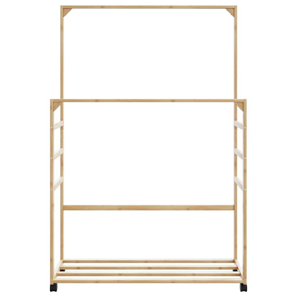 Appendiabiti con Ripiani e Ruote 90x35x155 cm in Bambù