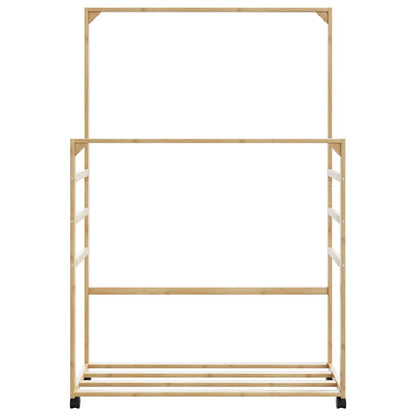 Appendiabiti con Ripiani e Ruote 90x35x155 cm in Bambù