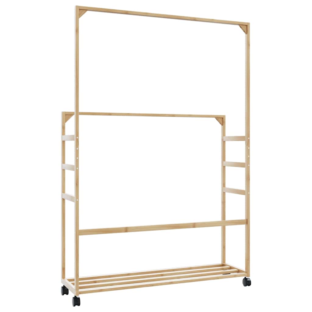 Appendiabiti con Ripiani e Ruote 90x35x155 cm in Bambù | homemem39