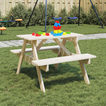 Tavolo da Picnic per 4 Bambini con Foro Ombrellone Legno Abete | homemem39