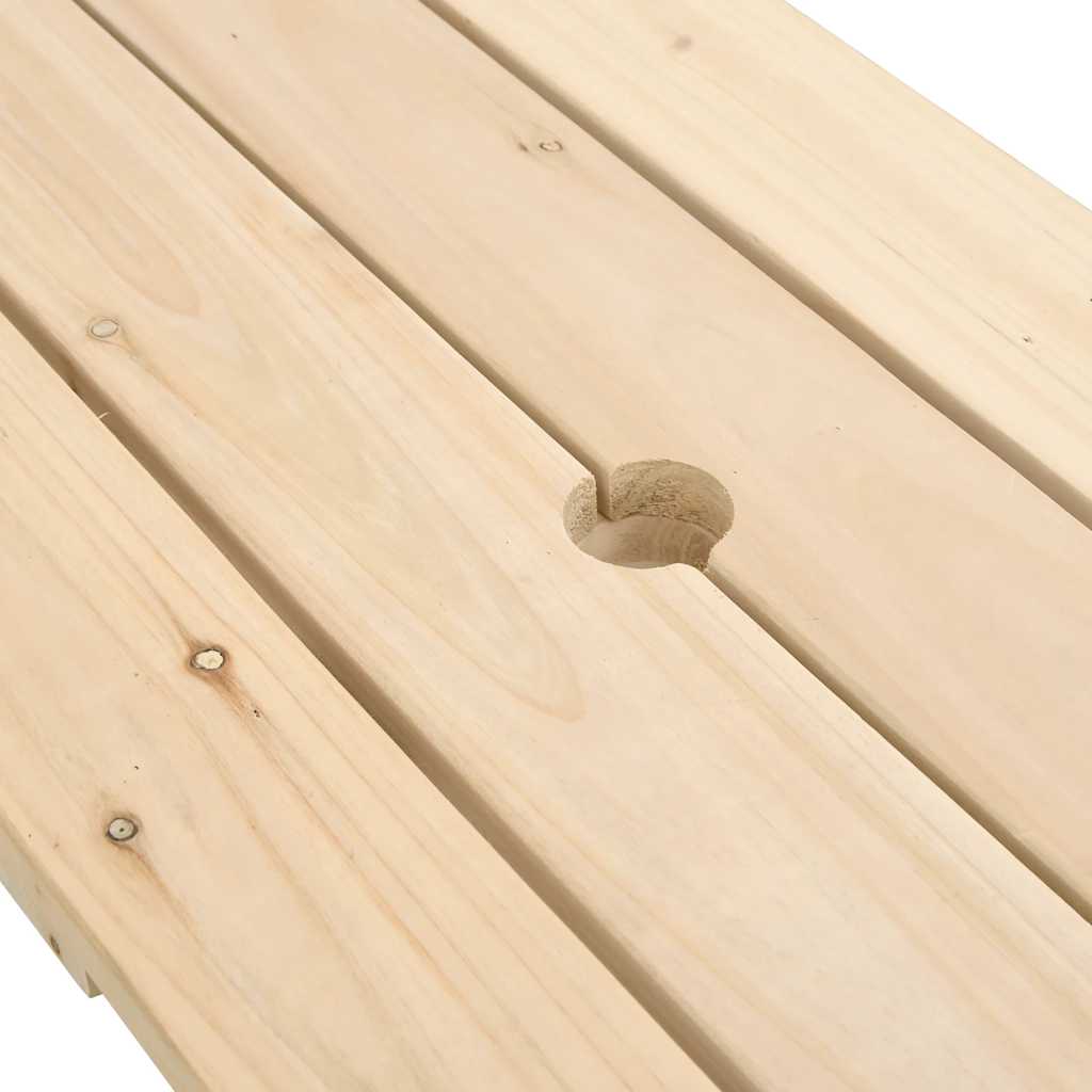 Tavolo da Picnic per 4 Bambini con Foro Ombrellone Legno Abete | homemem39