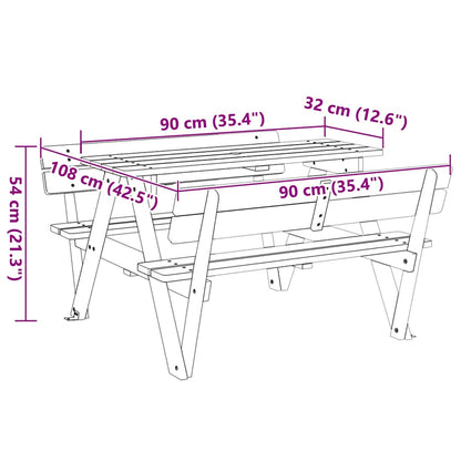Tavolo da Picnic per 4 Bambini con Foro Ombrellone Legno Abete | homemem39