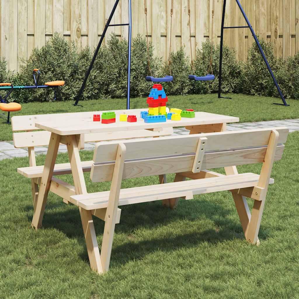 Tavolo da Picnic per 4 Bambini con Foro Ombrellone Legno Abete | homemem39