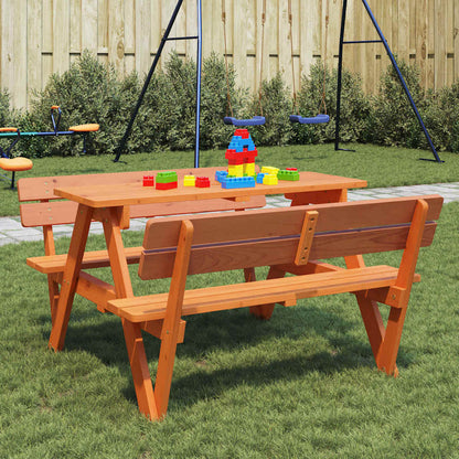 Tavolo da Picnic per 4 Bambini con Foro Ombrellone Legno Abete | homemem39