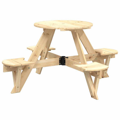 Tavolo da Picnic per 4 Bambini Rotondo con Foro in Legno Abete | homemem39