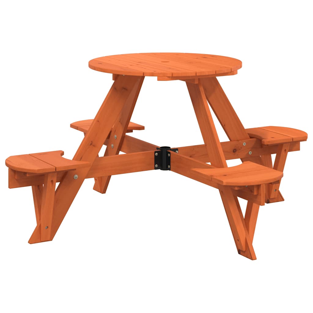 Tavolo da Picnic per 4 Bambini Rotondo con Foro in Legno Abete | homemem39