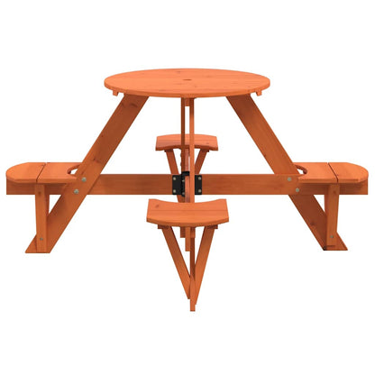 Tavolo da Picnic per 4 Bambini Rotondo con Foro in Legno Abete | homemem39