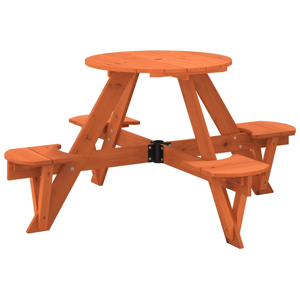 Tavolo da Picnic per 4 Bambini Rotondo con Foro in Legno Abete | homemem39