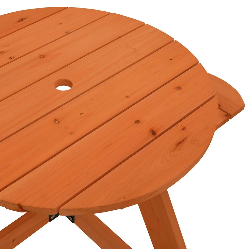Tavolo da Picnic per 4 Bambini Rotondo con Foro in Legno Abete | homemem39