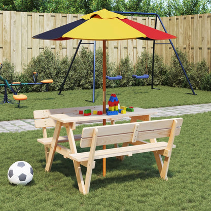 Ombrellone da Giardino per Bambini con Palo in Legno Ø120x140cm | homemem39
