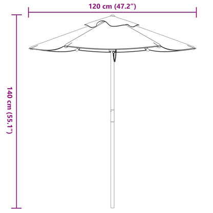 Ombrellone da Giardino per Bambini con Palo in Legno Ø120x140cm | homemem39