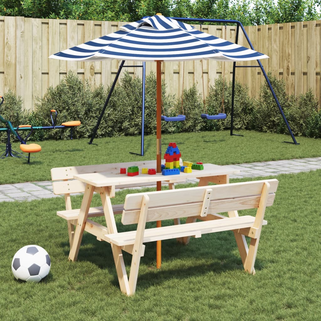 Ombrellone da Giardino per Bambini con Palo in Legno Ø120x140cm | homemem39