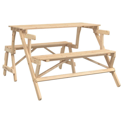 Tavolo da Picnic con Panche in Legno Abete 2-in-1 Convertibile | homemem39