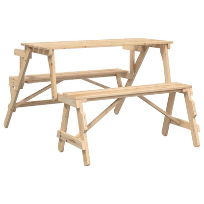 Tavolo da Picnic con Panche in Legno Abete 2-in-1 Convertibile | homemem39