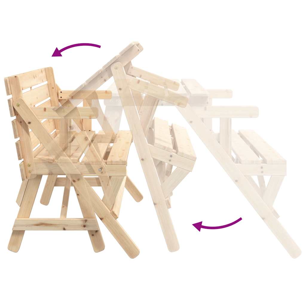 Tavolo da Picnic con Panche in Legno Abete 2-in-1 Convertibile | homemem39