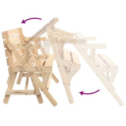 Tavolo da Picnic con Panche in Legno Abete 2-in-1 Convertibile | homemem39