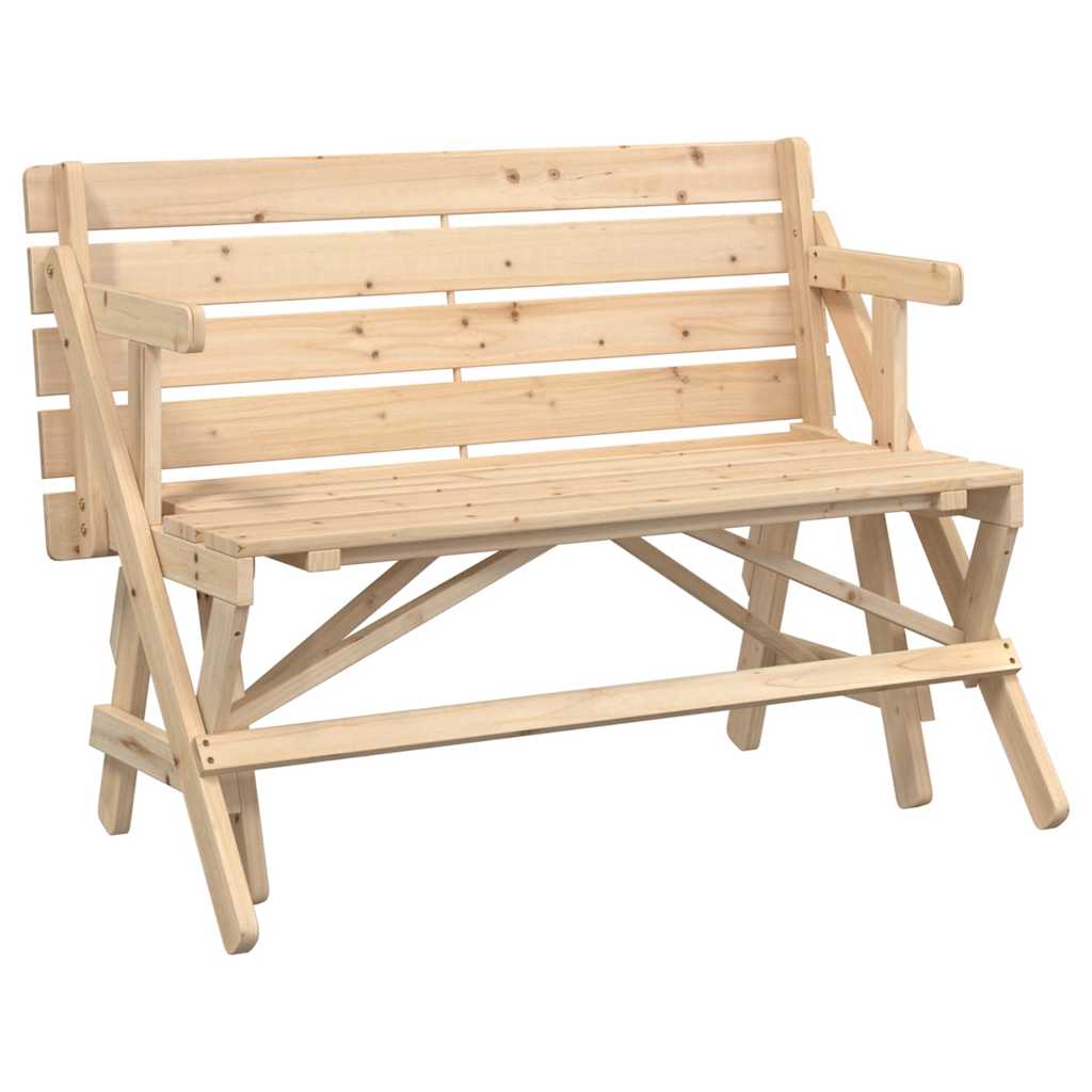 Tavolo da Picnic con Panche in Legno Abete 2-in-1 Convertibile | homemem39