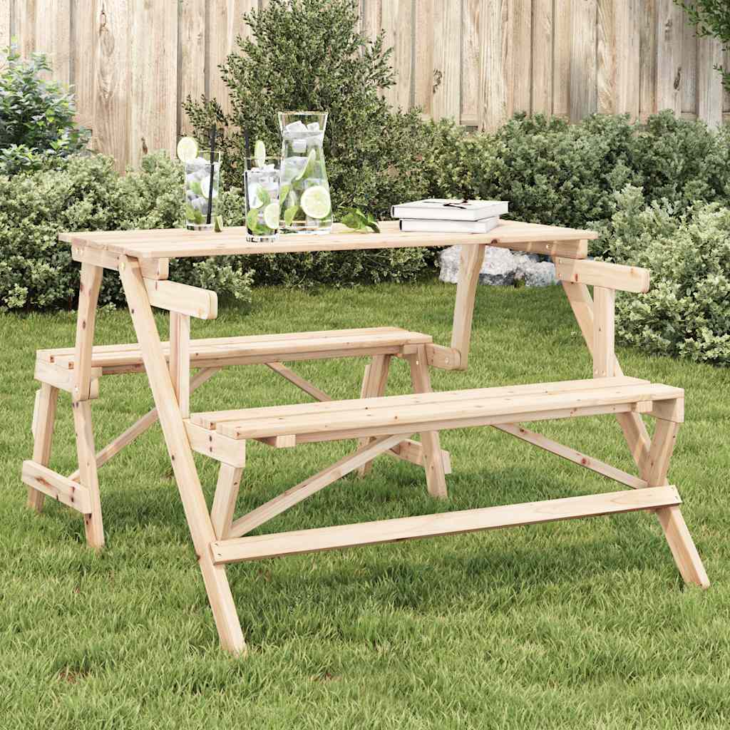 Tavolo da Picnic con Panche in Legno Abete 2-in-1 Convertibile | homemem39