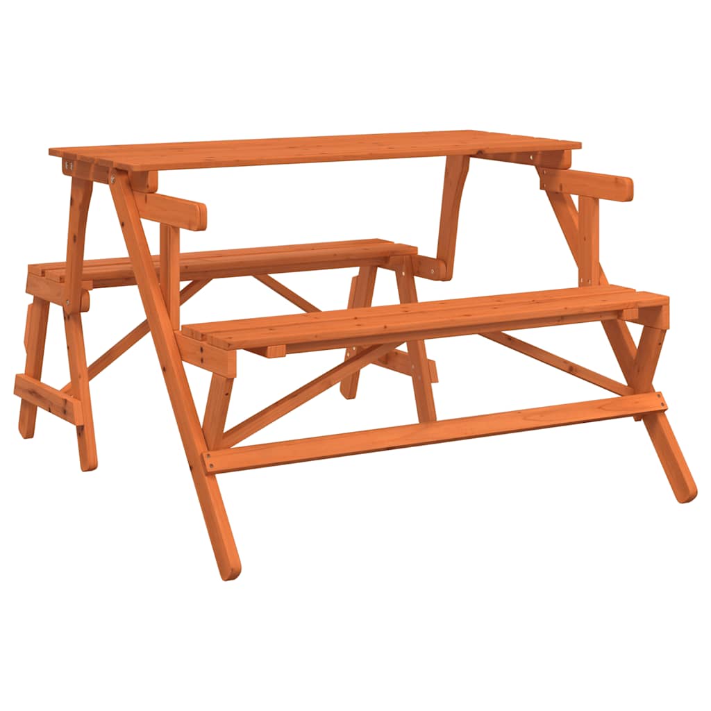 Tavolo da Picnic con Panche in Legno Abete 2-in-1 Convertibile | homemem39