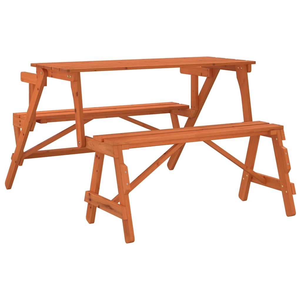 Tavolo da Picnic con Panche in Legno Abete 2-in-1 Convertibile | homemem39
