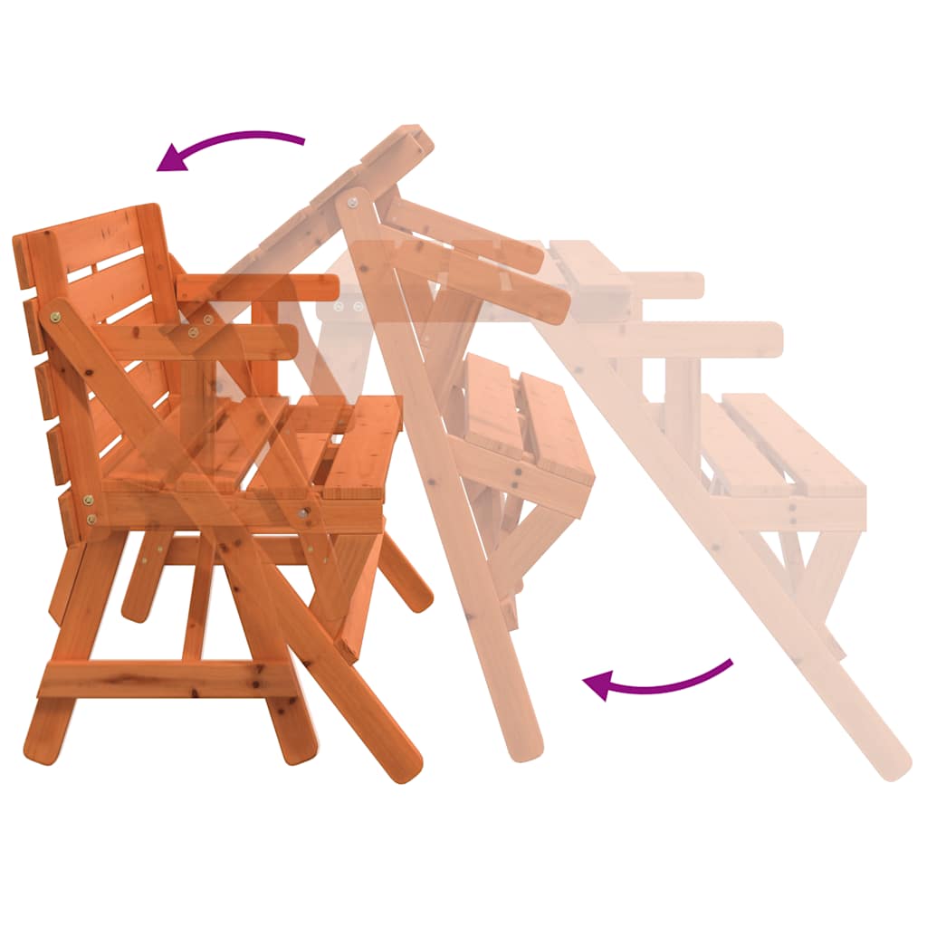 Tavolo da Picnic con Panche in Legno Abete 2-in-1 Convertibile | homemem39