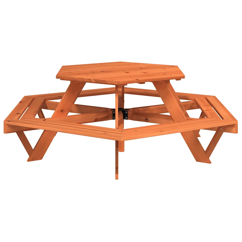Tavolo da Picnic per 6 Bambini con Panche Esagonale Legno Abete | homemem39