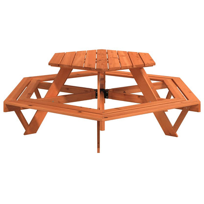Tavolo da Picnic per 6 Bambini con Panche Esagonale Legno Abete | homemem39